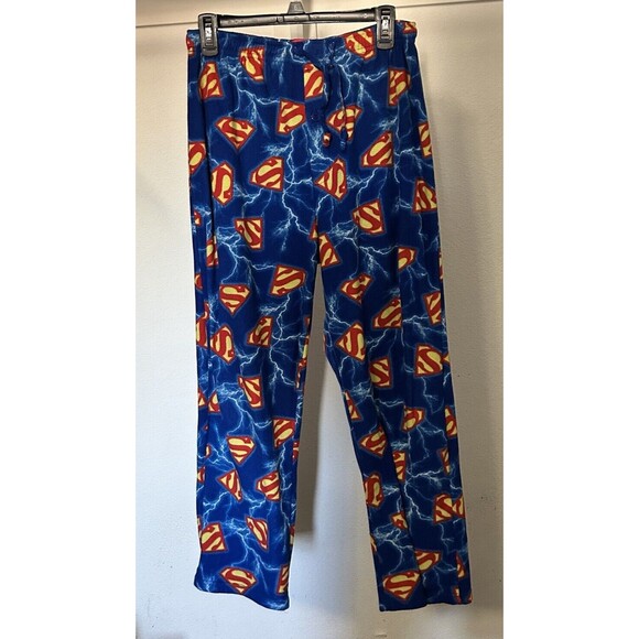 Superman Men's M Fleece Pajama Comfy Pants DC Comics All Over Print Logo - Picture 2 of 6